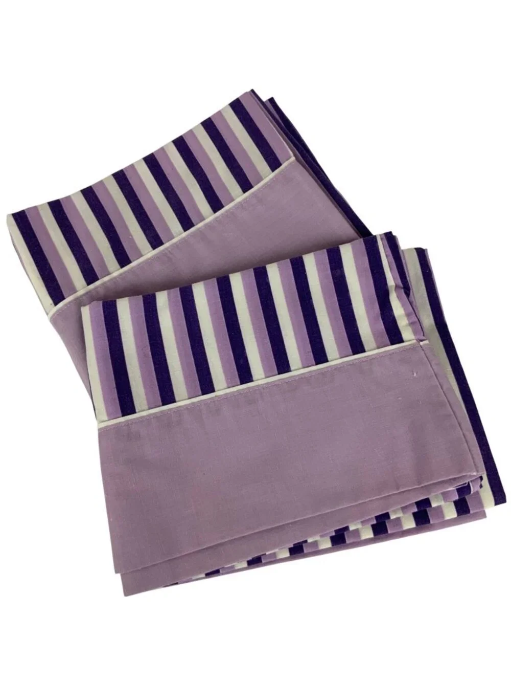 Dan River Lavender Purple Striped Muslin Pillowcases Queen Size Cotton Blend